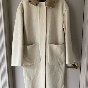 BCBGMaxAzria Cream Coat with Tan Accents